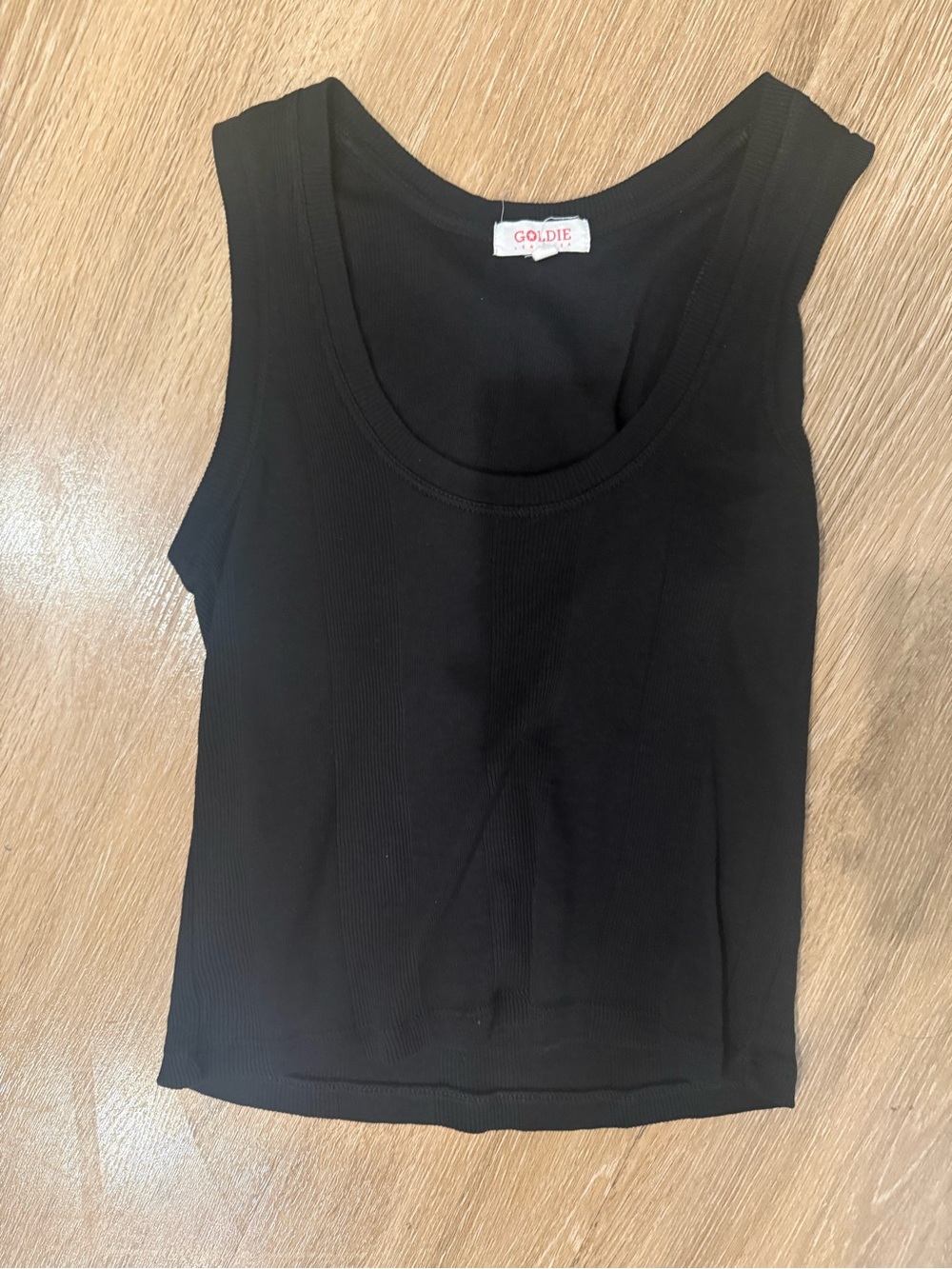 Goldie Black Ribbed Scoop Tank